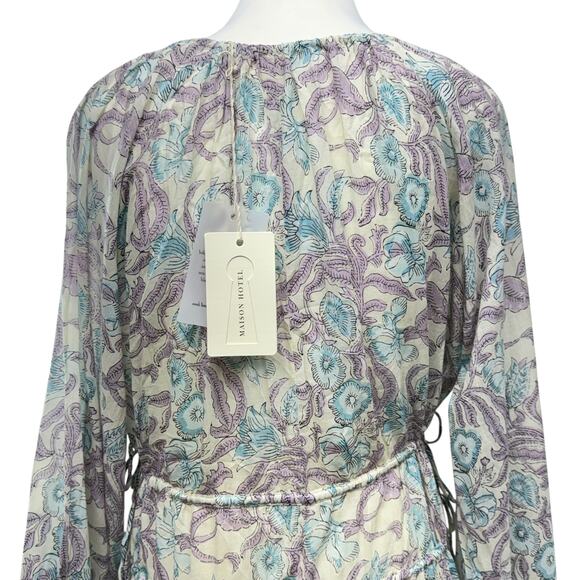 Maison Hotel Maxi Dress Size S Long Hawaiian Blue Purple Paradise Flora Boho NEW - Picture 8 of 12